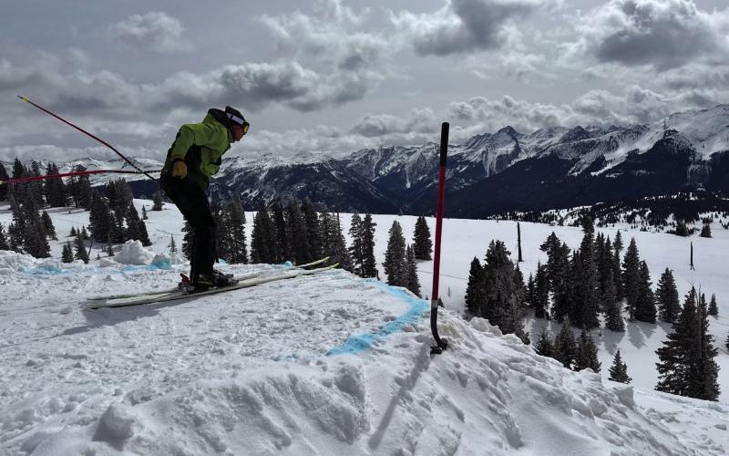 A Double A Gelande competitor about to launch off the jump last Saturday during the first annual snow jump event. Photo credit Double A Gelande Event