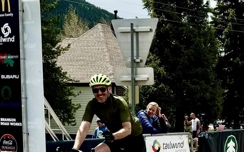 Local Shane Goranson finishing the Ironhorse Bicycle Classic Photo by Becca Goranson