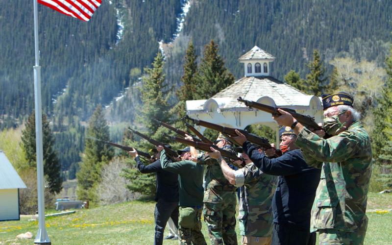 Silverton veterans fire a salute at noon at Memorial Park on Memorial Day, May 25.