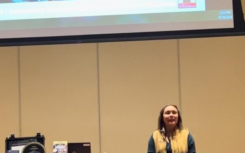 Town of Silverton’s Community Development Coordinator Lucy Mulvihill talking about code changes needed for DarkSky compliance. Photo credit DeAnne Gallegos