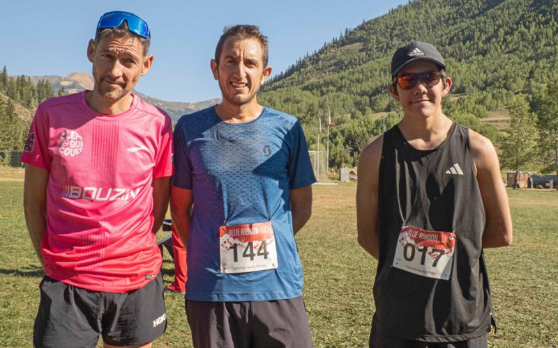 5k/ Damien Margueron, France (1st), Thomas Crenier France, (2nd), Austin Armijo, Texas (3rd) photo by Ray Dileo