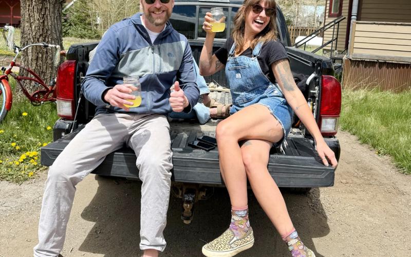 Nick Fattor and Holly Huebner tailgating on Greene St during Ironhorse photo by DeAnne Gallegos