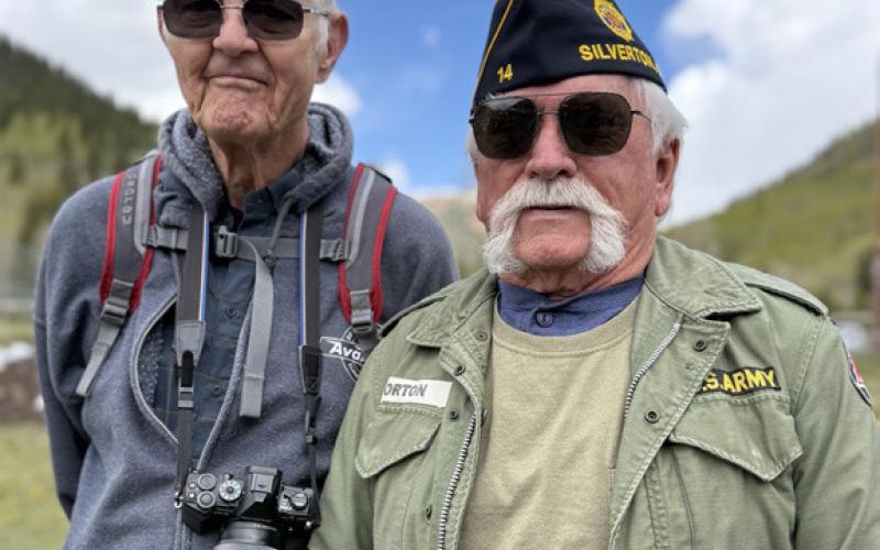 Ray Dileo and Tom Horton at the veteran’s train event during Ironhorse in Memorial Park on Saturday photo by DeAnne Gallegos