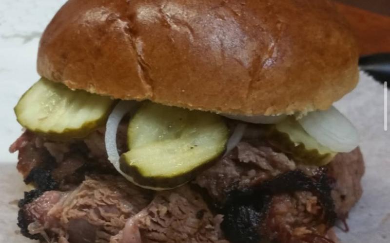 BBQ Brisket sandwich photo by T’s Smokenouse.