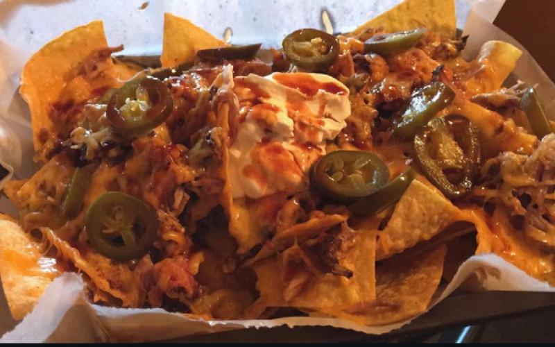 BBQ Nachos are a locals favorite photo by T’s Smokehouse.