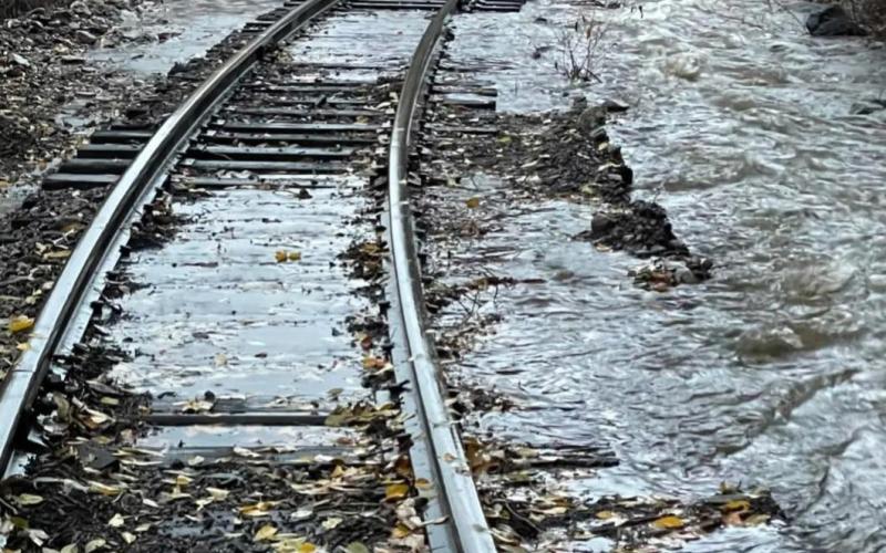 Track damage caused by water from rains. Photo by DSNGRR