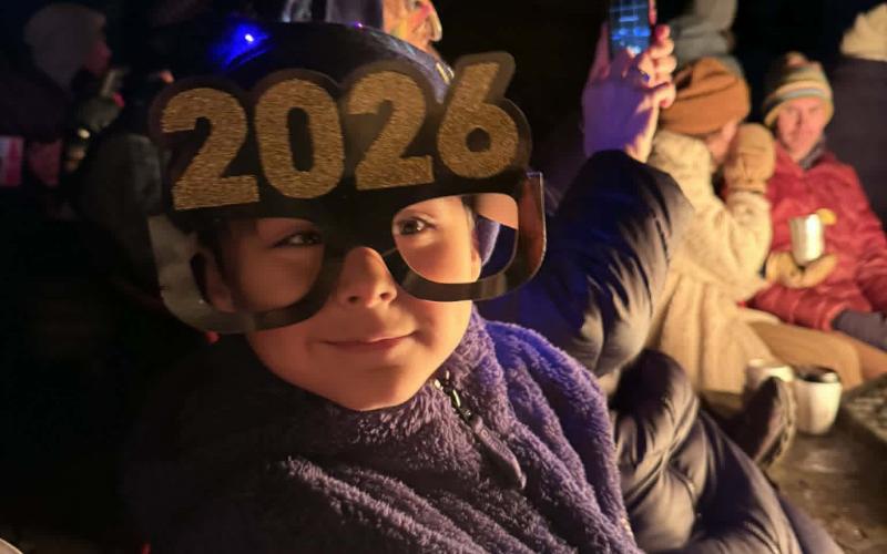 Local Silverton kid, Frank, welcoming 2026! Photo by Tracy Lynn
