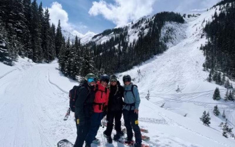 Group of friends at Silverton Mountain. Photo credit Emma Schaffrick