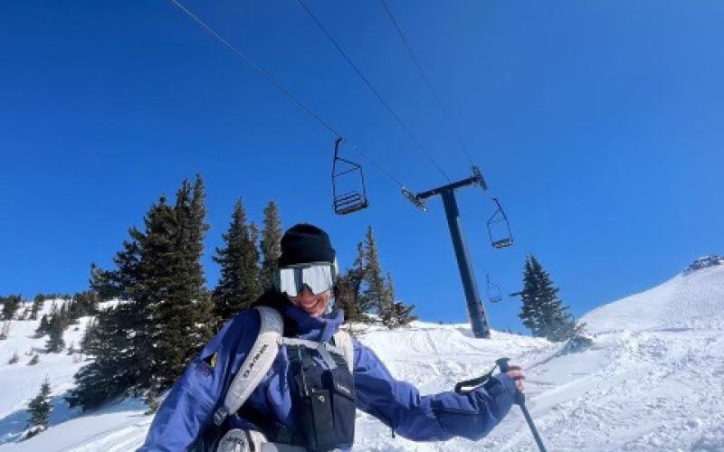 Having fun at the Silverton Mountain ski lift. Photo credit Emma Schaffrick