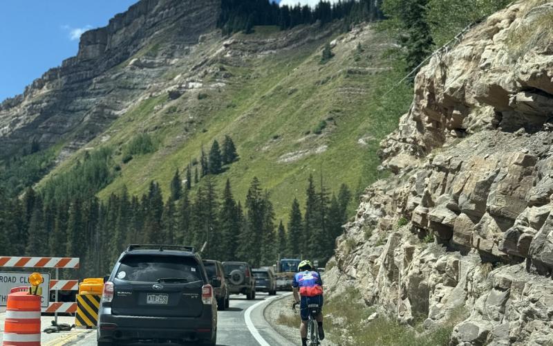 Watch out for bicycle traffic on shoulders in contruction areas. Photo by DeAnne Gallegos