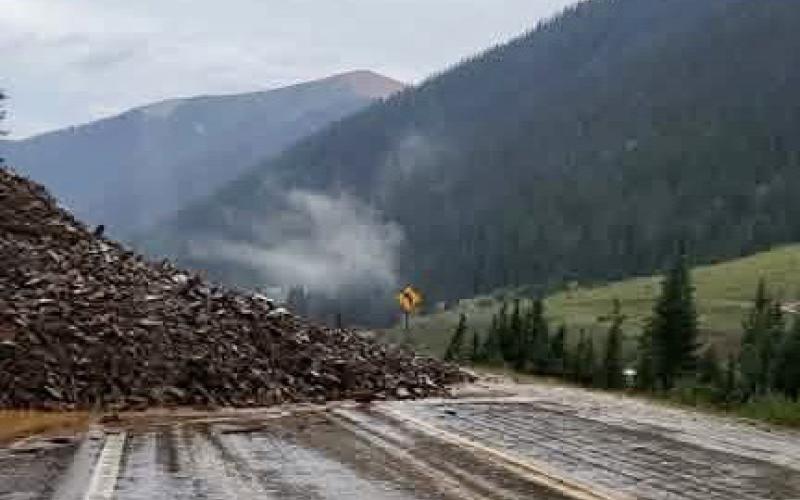 Rock debris on Highway 550 trapped cars inbetween the two mudslides