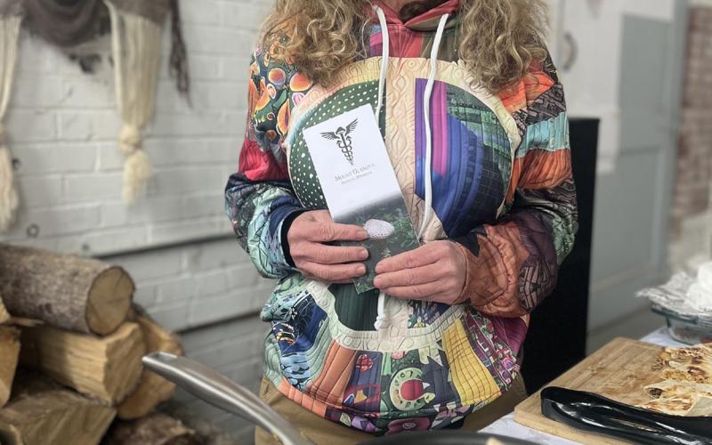 Lisa Risoli of Mt Olympus Mycology , which are locally grown, featured a Lion’s Maine mushroom. Photo credit DeAnne Gallegos