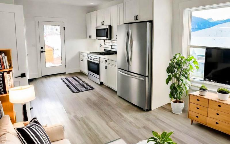 Kitchen + Living Room 2 bedroom Rendering of Anvil Townhome
