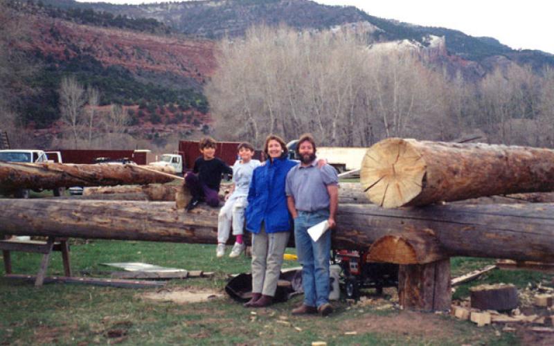 Old family photo of the Roberts family when Ben was young. He has been climbing around logs since his youth. photo by San Juan Structures