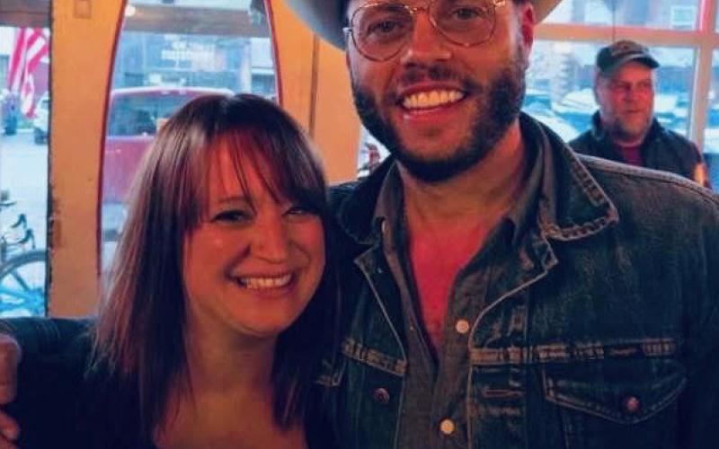 Silverton local Andrea Trower poses with famous country singer Charlie Crockett, who was hanging out listening to the El Bandito House Band last Friday night. He is known to be hanging out in town year around and for many years now. Photo credit Andrea Trowe