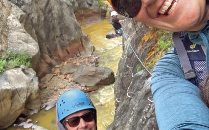 Hillary Cable on the Ouray Via Ferrata. Photo credit Hillary Cable