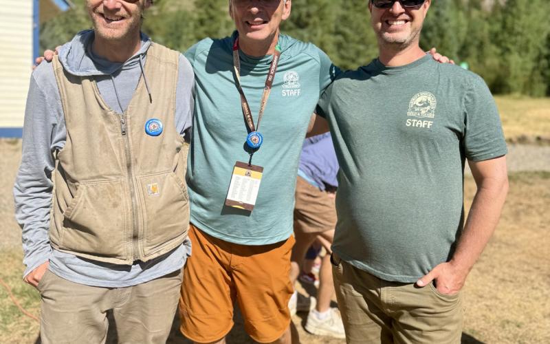 Steve Mead TOS Parks &amp; Rec Director, Dale Garland Race Director of Hardrock, and Brad Bishop Hardrocks aide station manager all made a great team over the weekend Photo by DeAnne Gallegos