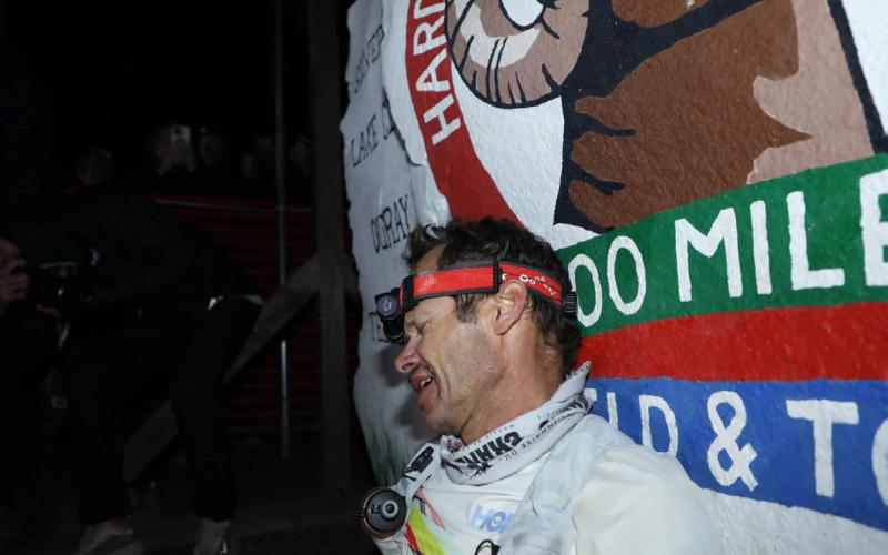 Hardrock 100 men's first place finisher Ludovic Pommeret, from France, broke course record and has won three years in a row at the age of 49 photo by iRunFar