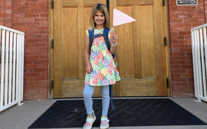 Willow Blankenship on her first day of school. Photo by Sterling Blankenship