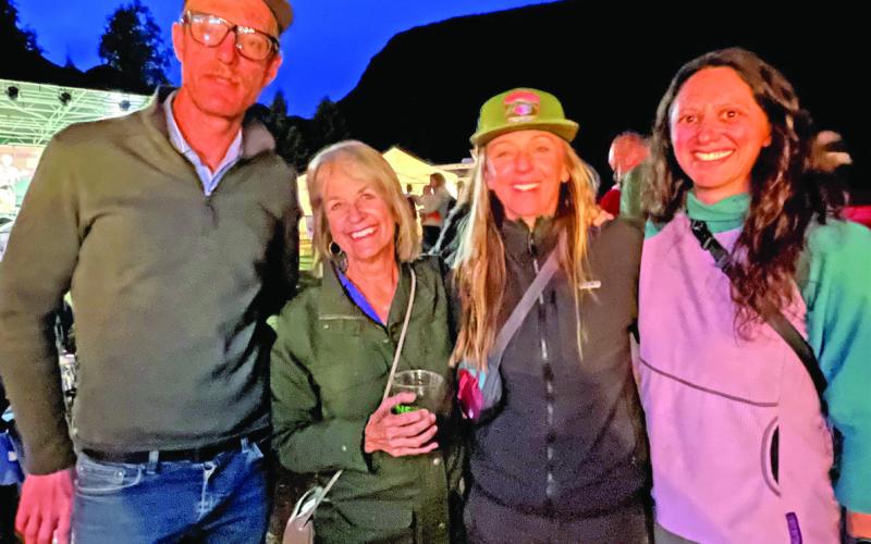 State Rep Barbara McLachlan McLachlan visits with Silverton Medial Rescue Director Tyler George, Erin Lane and Rachel Lam (left to right) at the Summer Sounds Concert Photo credit DeAnne Gallegos