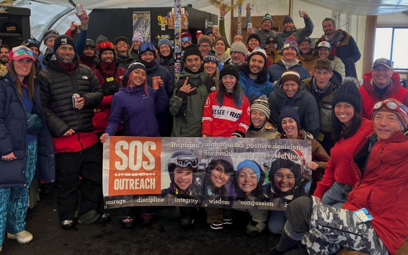 Change-makers gathering at Silverton Mountain to raise funds. Photo provided by SOS Outreach