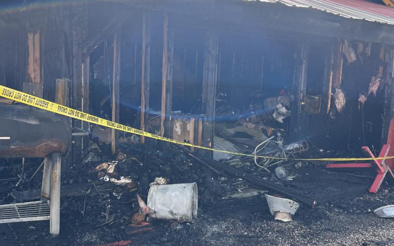 The day after the Silverton Square fire, the north side of the building where fire originated. Photo credit DeAnne Gallegos