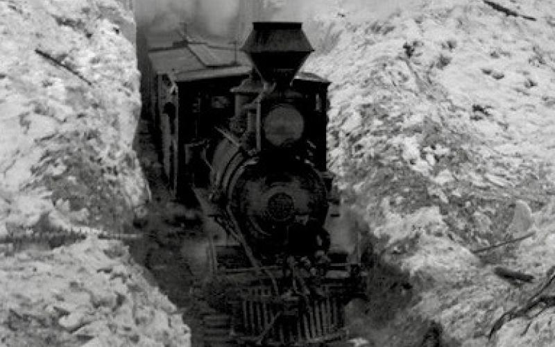 1906- Train emerging from snowshed at Snowshed Slide Photo by SJCHS