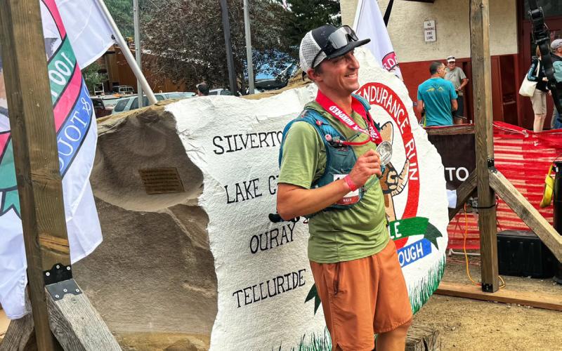 Billy Grimes at the finish line! Photo credit Amanda Grimes