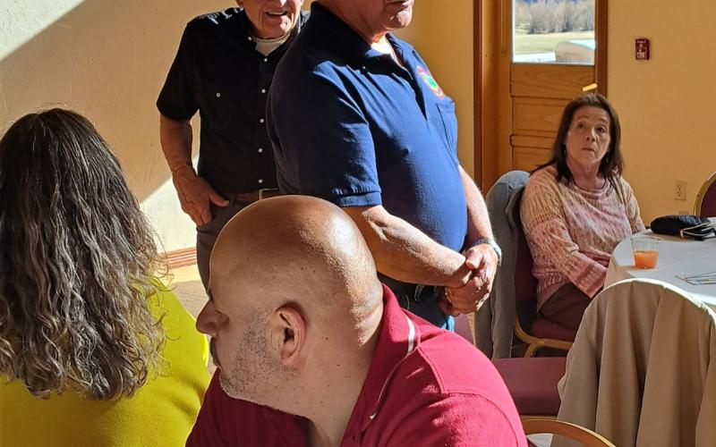 Parishioner Gilbert Archuleta spoke of Fr. Nat's commitment to St. Patrick's and Silverton. Photo credit Rose Raab