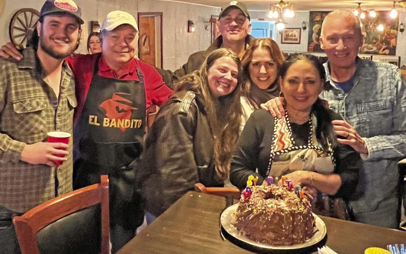 A family affair on opening night at El Bandito left to right : Mario Letayf, Chef Tonio, Mario Sr, Rick Noble, Front: Maya Leone, Maritere Letayf, Angelina Noble Photo credit DeAnne Gallegos