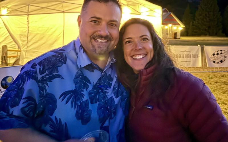 Mayor Jim Harper and former Mayor Dayna Kranker enjoying each other’s company at the Silverton Summer Sounds photo by DeAnne Gallegos