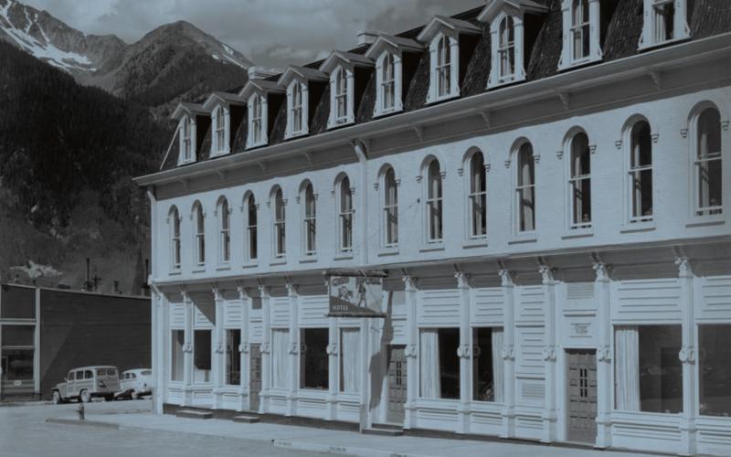 The Grand Imperial shortly after its 1951 renovation by Winfield Morton of Dallas, The exterior was prominently pink at this time. San Juan County Historical Society photo