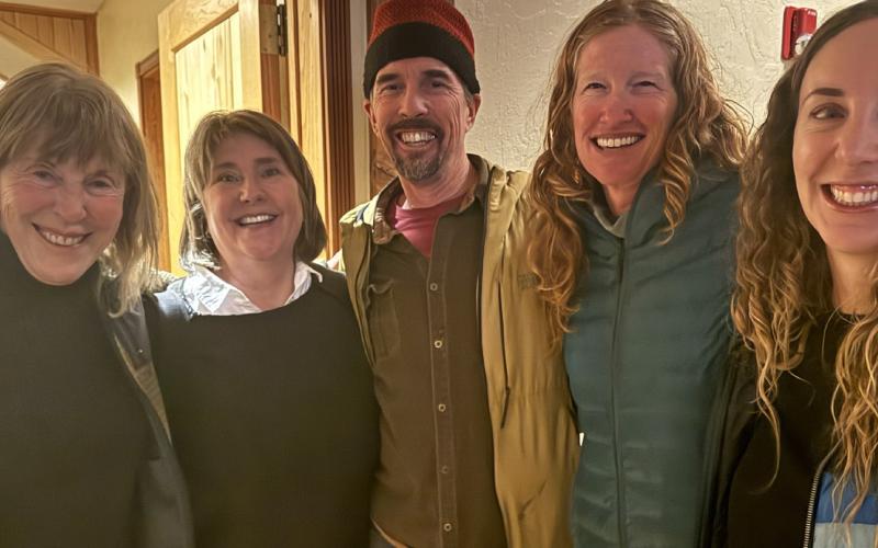 Lots of locals came out to enjoy MountainFilm. (Left to right) Janice Sanders, Tiffany deKay, Paul Joyce, Becky Joyce &amp; Katey Fetchenheir photo by Janice Sanders