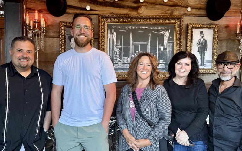 Jim Harper, Travis Ridgen (a YouTuber), DeAnne Gallegos, Katherine and Mark Quintana, owners of Rendezvous photo by DeAnne Gallegos
