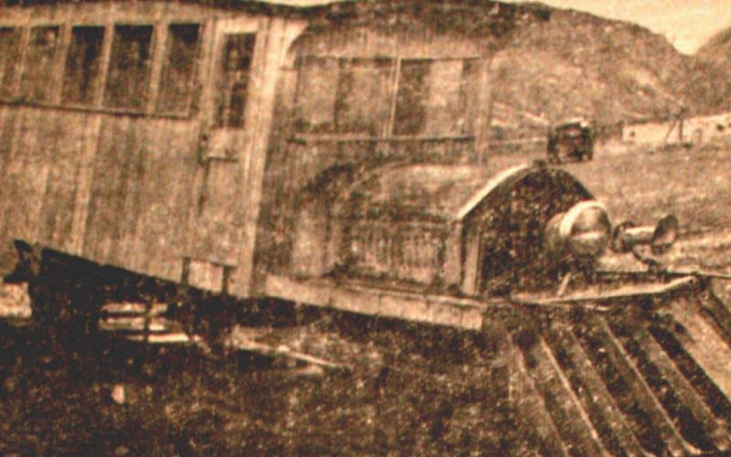 Image: This 1949 photo from the Silverton Standard shows the weather-beaten Casey Jones rail car in Silverton Silverton Standard file photo