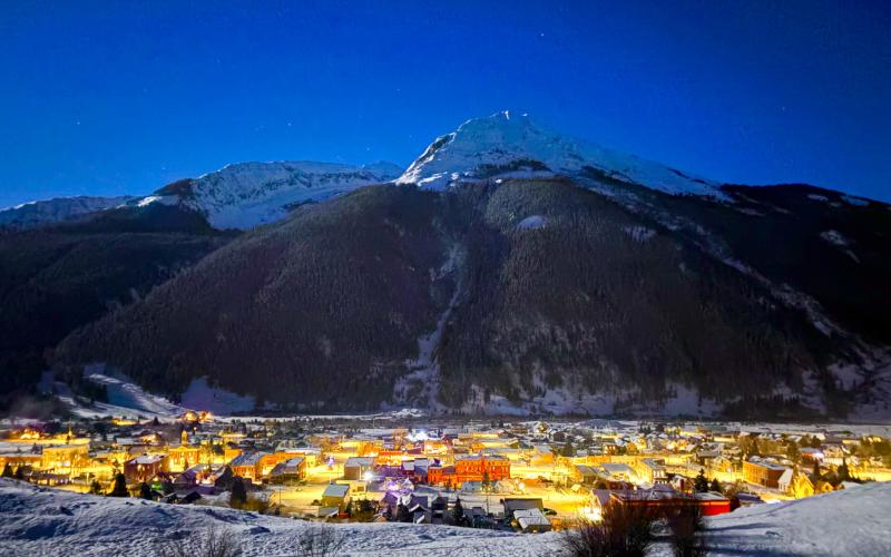 On the December full moon, local Anne Izard took an evening cross-country ski on Shrine Road photo by Anne Izard