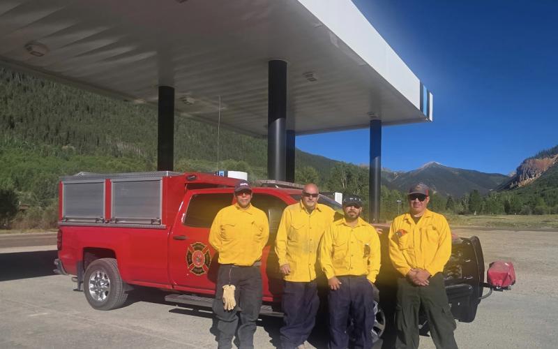 Silverton San Juan Volunteer Fire Team members Carson Mordecai, Jerry Chambers, Shory Inzunza, Roberto Fierro &amp; JP Stanley coming back from the Ouray Wildfire photo by JP Stanley