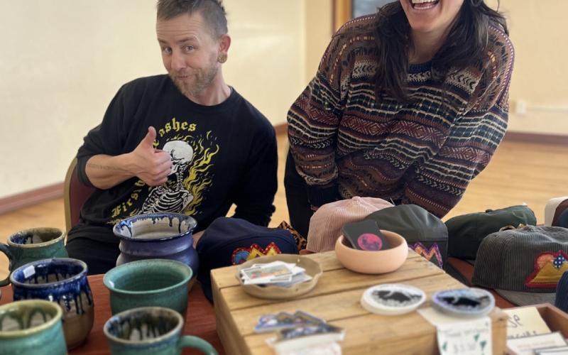 We would like to sincerely apologize to Evin with an “i” for misspelling her name last week. Her and her partner Ian Tanner sold their hand-crafted art at this winter’s farmers Market and are getting ready to open their art gallery on Blair Street for the summer season! Photo credit DeAnne Gallegos