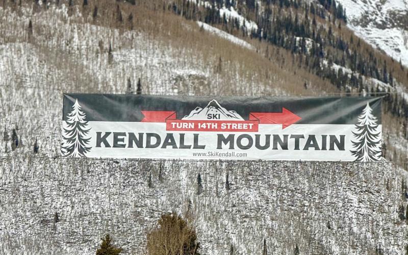 Entrance of town has a new Kendall Mountain Ski Area banner up to welcome visitors photo by DeAnne Gallegos