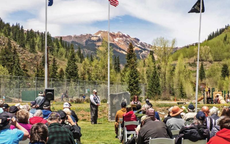 DeAnne Gallegos representing the Town of Silverton at the start of the event at Memorial Park Saturday May 28.