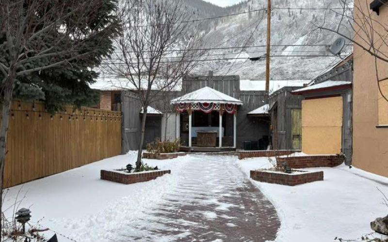Fresh snow on the Natalias restaurant patio makes for a peaceful and quiet scene on Blair Street . Photo by Melanie Bergolc