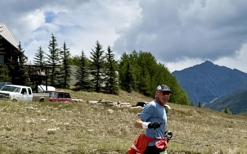 Silverton Local Howie Stern on the final stretch of County Road 110 coming into Memorial Park on Saturday during the Alpine Marathon photo by DeAnne Gallegos