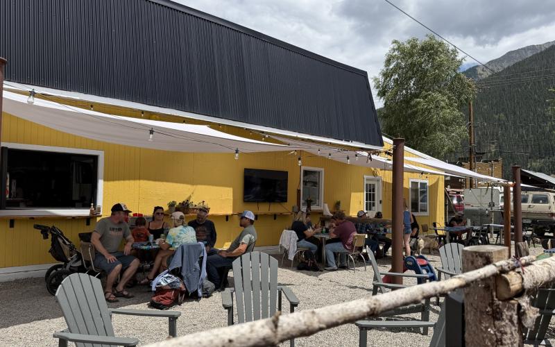 KSJC had a live broadcast event at Dera Deli on Saturday, and their patio was packed photo by DeAnne Gallegos