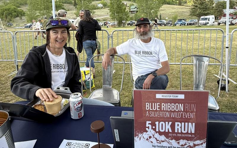 Silverton Wild, a new nonprofit focused on outdoor recreation events, had a booth at Silverton Summer Sounds. Dr. Yvonne Naughton and Angelo Colletti are a part of the new nonprofit photo by DeAnne Gallegos