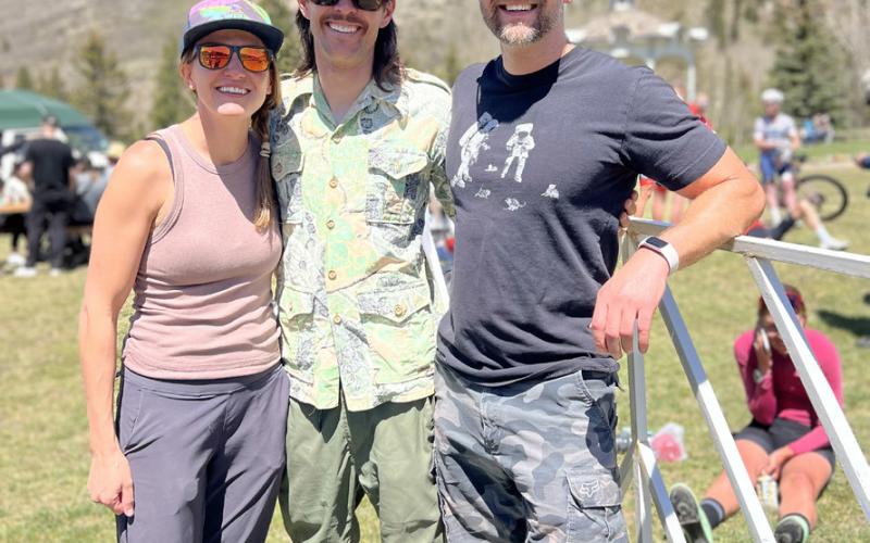 Silverton locals working the Silverton Singletrack beer garden during Ironhorse Casey Lashley, Jake Kurzweil, and Eddie Phillips. Photo credit DeAnne Gallegos