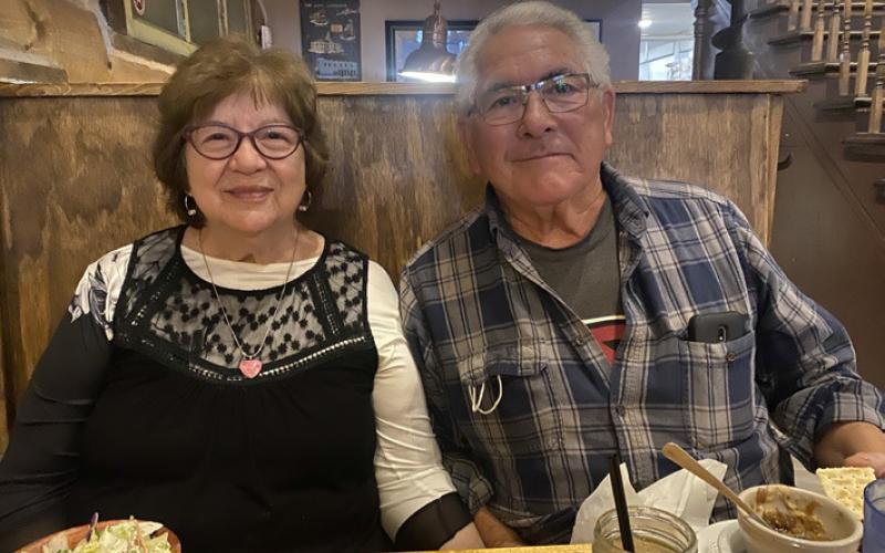 Photo by DeAnne Gallegos Happy 83rd Birthday to Jake Gallegos who is pictured celebrating with his wife of 64 years Margaret Gallegos. (Photo from 8/19/2021 at their anniversary dinner)