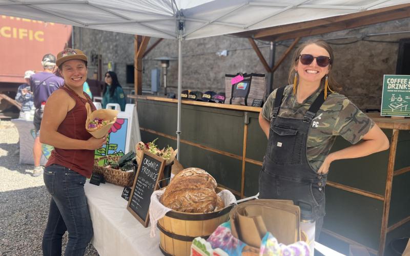 Louise Contino, with the Silverton Farmers Market, was selling organic produce. Krista Beyer with Bicycle Bread was selling her freshly baked sourdough loaves, and the Farmers market is now on Fridays in the Wyman Courtyard. Photo credit DeAnne Gallegos
