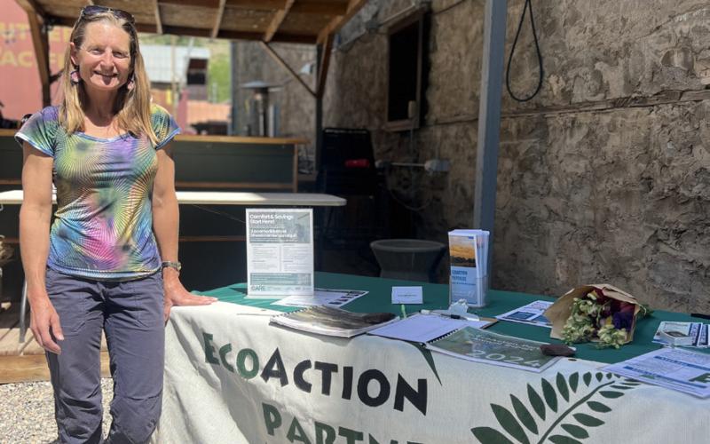 Kim Wheels of EcoAction Partners had an information table at the Silverton Farmers Market talking about the Town of Silverton’s Team Gold project. Photo credit DeAnne Gallegos