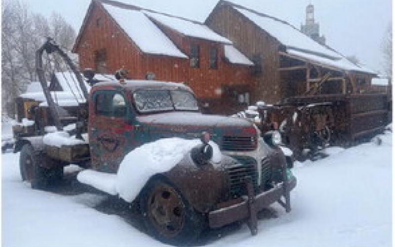 A dusting of snow outside The Mining Heritage Museum as winter began in 2024 Photo credit Scott Fetchenhier
