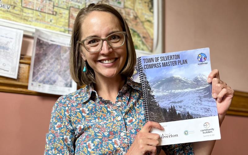 Gloria Kaasch-Buerger celebrates 3 years as Town of Silverton Administrator. Photo credit DeAnne Gallegos